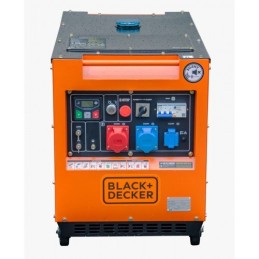 Panel frontal con cuadro de control del grupo electrógeno diesel trifásico BLACK+DECKER BXGND7900E 7,9KvA